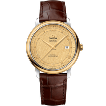 碟飞<span class="nowrap">系列</span> 39.5毫米, 精钢-黄色18 k金表壳 搭配 皮表带 - 42423402008001