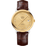 碟飞<span class="nowrap">系列</span> 39.5毫米, 精钢-黄色18 k金表壳 搭配 皮表带 - 42423402058001