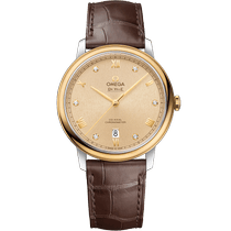 碟飞<span class="nowrap">系列</span> 39.5毫米, 精钢-黄色18 k金表壳 搭配 皮表带 - 42423402058002