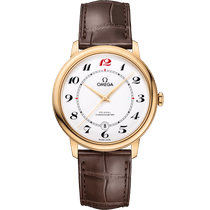 碟飞<span class="nowrap">系列</span> 39.5毫米, 黄色18 k金表壳 搭配 皮表带 - 42453402004005