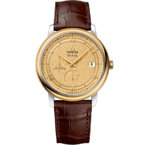 碟飞<span class="nowrap">系列</span> 39.5毫米, 精钢-黄色18 k金表壳 搭配 皮表带 - 42423402108001