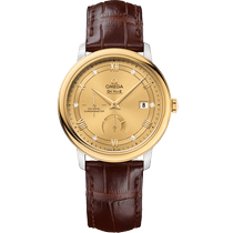 碟飞<span class="nowrap">系列</span> 39.5毫米, 精钢-黄色18 k金表壳 搭配 皮表带 - 42423402158001