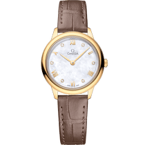 碟飞系列 典雅<span class="nowrap">腕表</span> 27.5毫米, 黄色18 k金表壳 搭配 皮表带 - 43453286055002