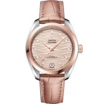 海马系列 AQUA TERRA 150米<span class="nowrap">腕表</span> 34毫米, 精钢-Sedna™ 18k金表壳 搭配 皮表带 - 22023342059001