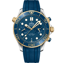 海马<span class="nowrap">系列</span> 44毫米, 精钢-黄色18 k金表壳 搭配 橡胶表带 - 21022445103001