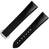 两件式<span class="nowrap">表带</span> - 黑色素革表带，搭配折叠表扣 - 032Z017135W