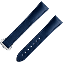 两件式<span class="nowrap">表带</span> - 蓝色素革表带，搭配折叠表扣 - 032Z017134W