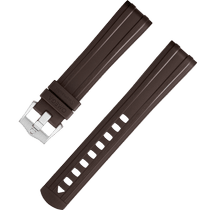 两件式<span class="nowrap">表带</span> - 棕色橡胶表带，搭配针扣，适用于海马系列300米潜水表 - 032Z021188W