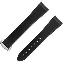 两件式<span class="nowrap">表带</span> - 黑色橡胶表带，搭配折叠表扣，适用于超霸系列月球表 - 032Z017245W